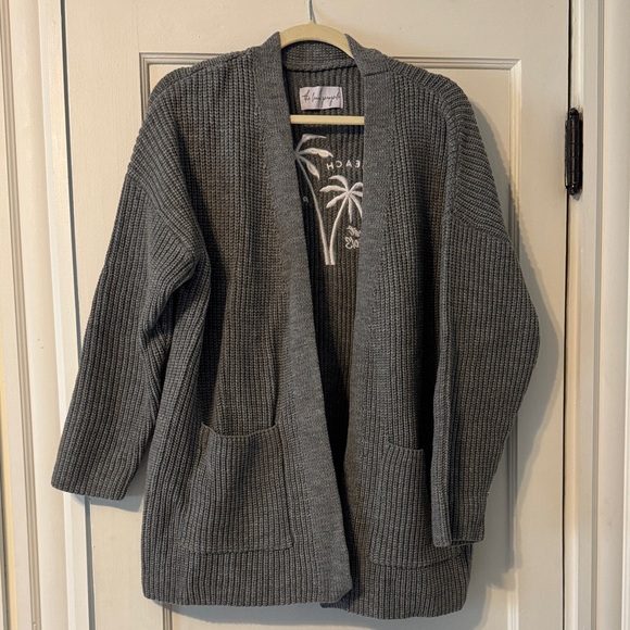 The Beach People Sweaters - Gray Open-Front Cardigan